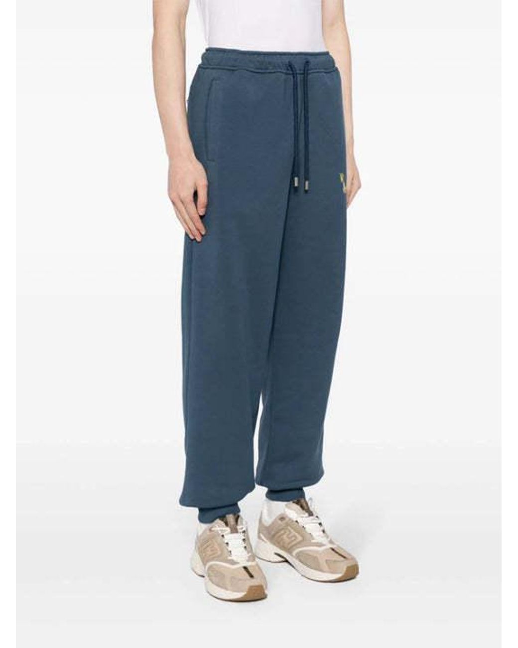 Lanvin Blue Logo-Print Cotton Track Pants for men