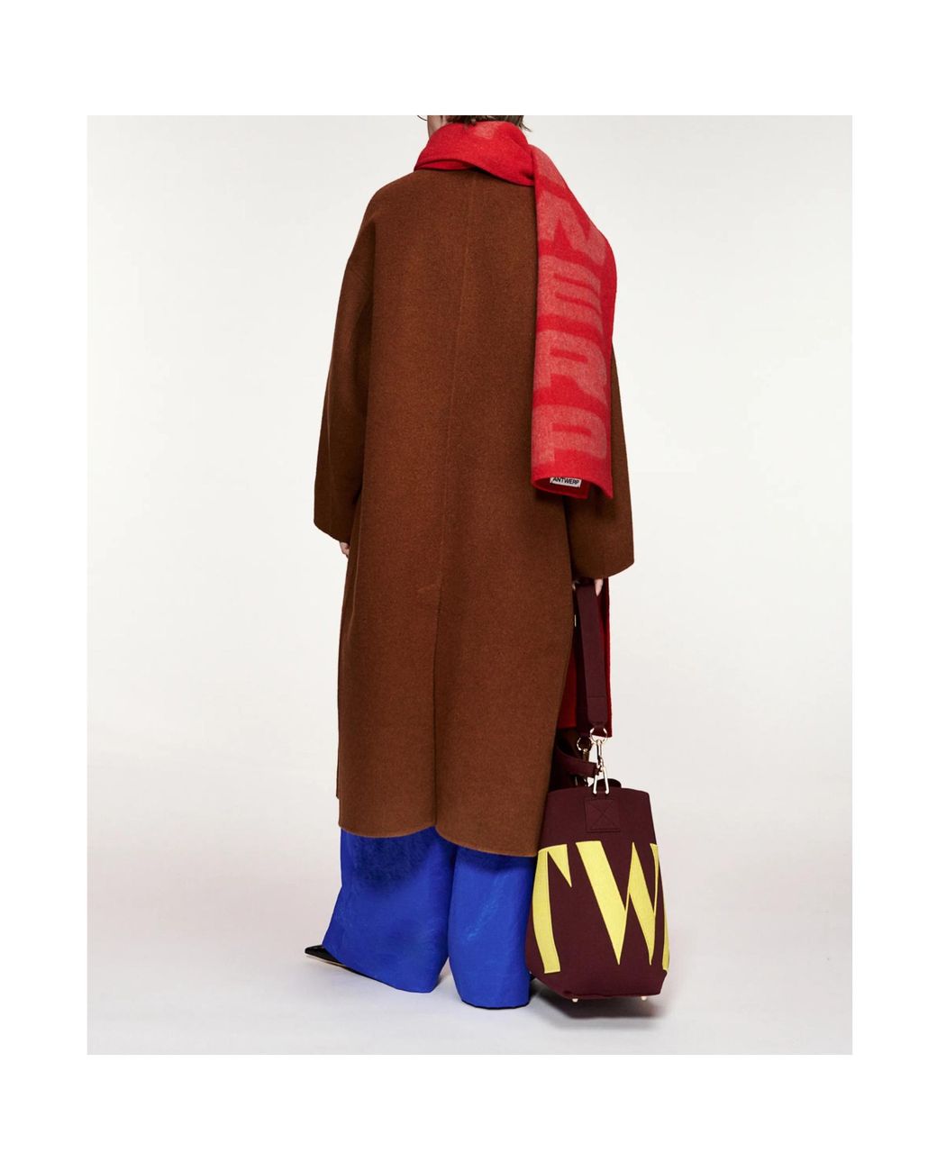 Essentiel Antwerp Brown Logo-Patch Single Breasted Coat