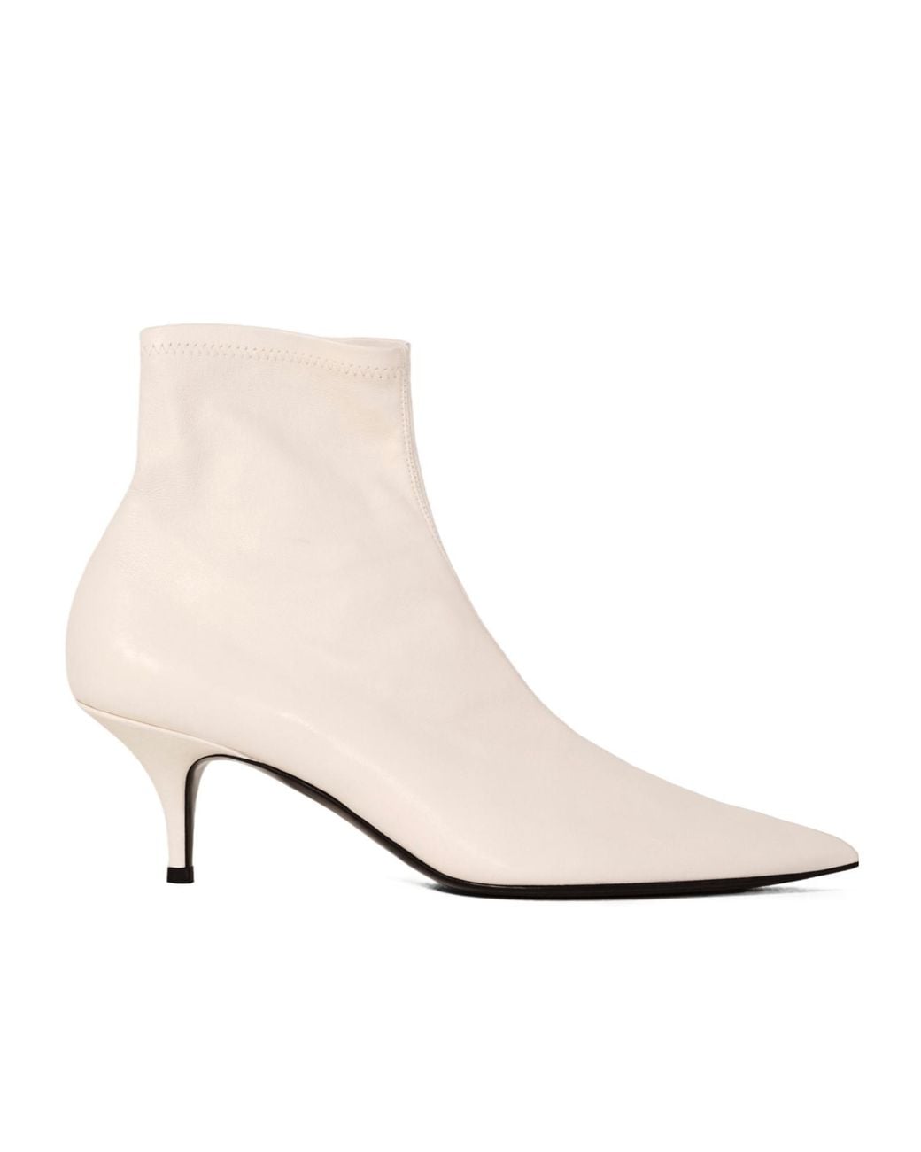 Céline White Shiny Leather Sock Booty
