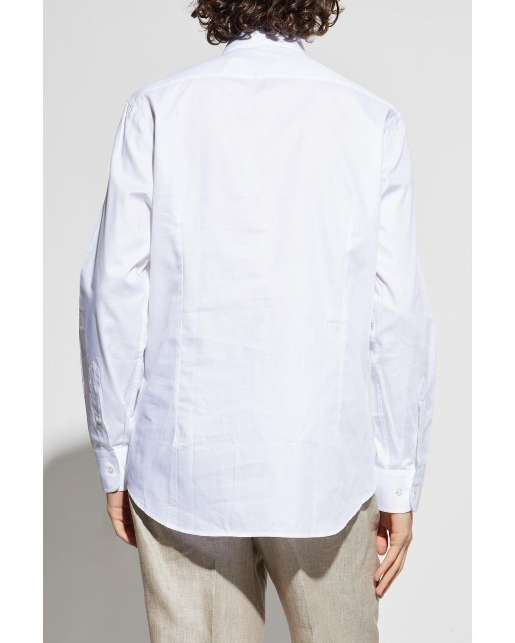 Etro White Logo Embroidered Long-Sleeved Shirt for men