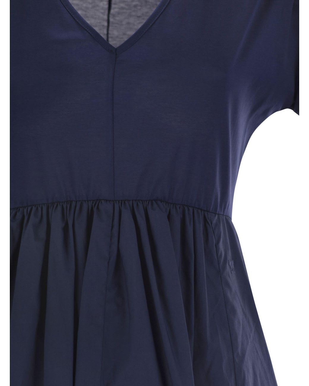 Weekend by Maxmara Blue Bronzo V-Neck Short-Sleeved Dress