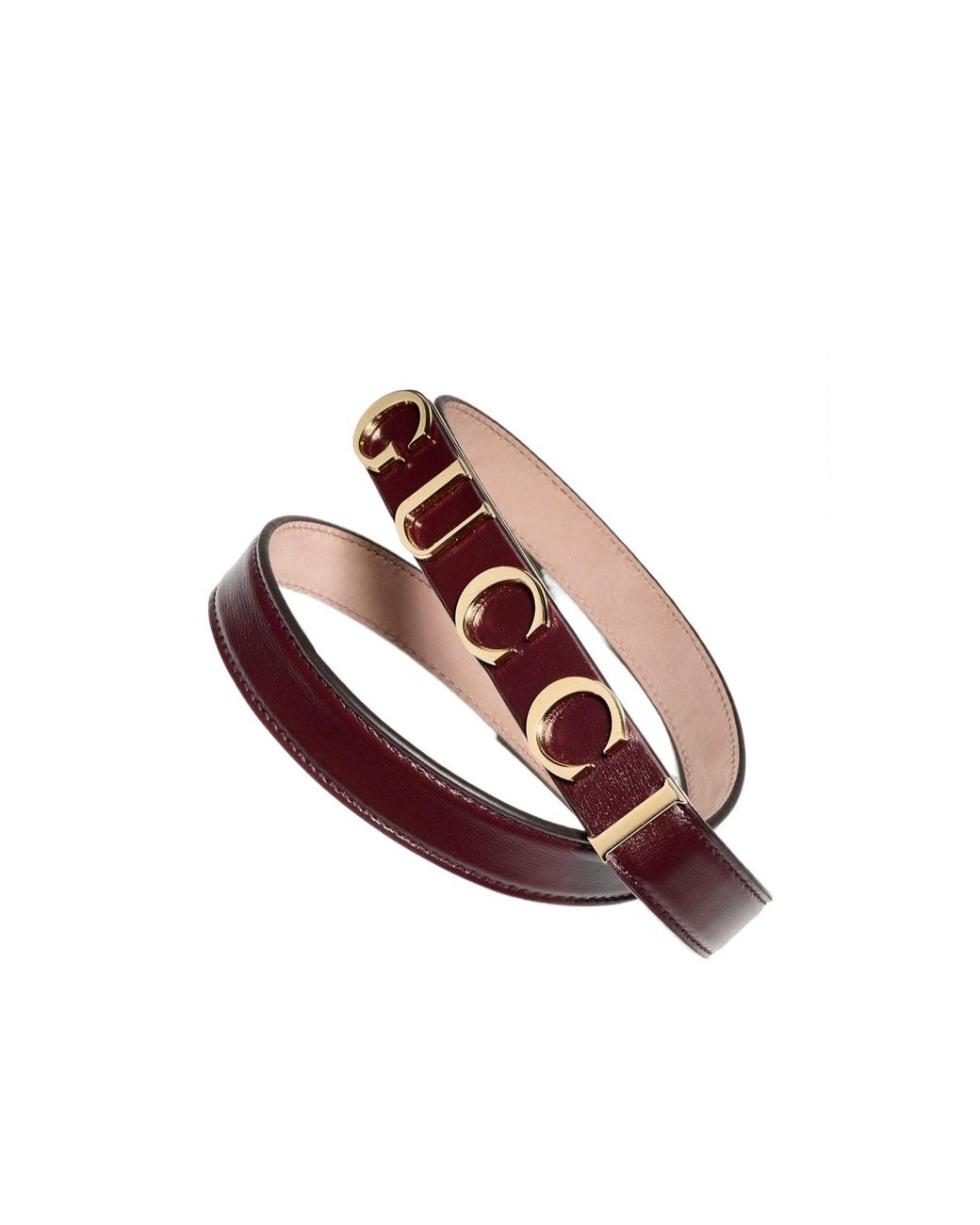 Gucci White Thin Belt With Logo Buckle