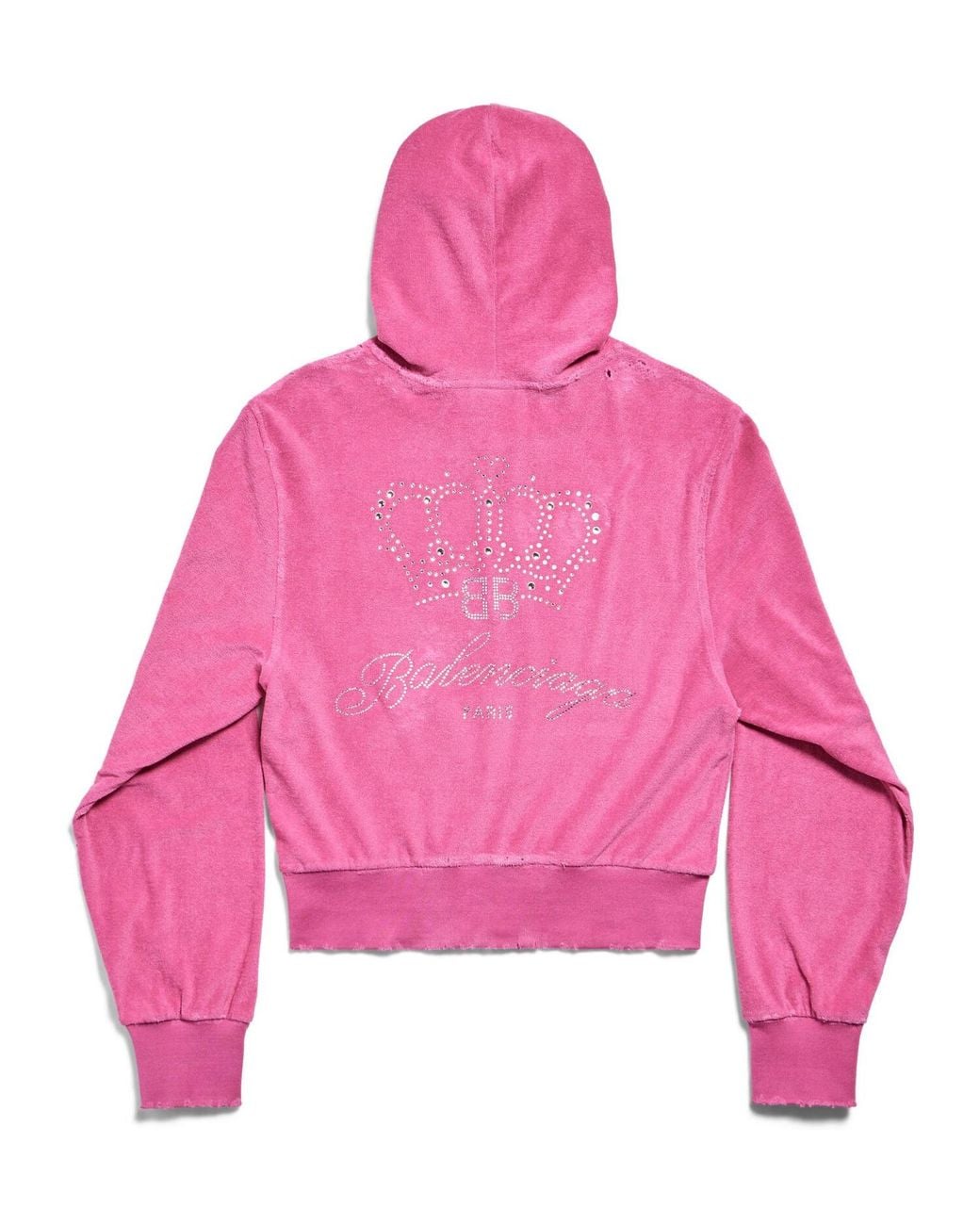 Balenciaga Pink Logo Embellished Zip-Up Jacket