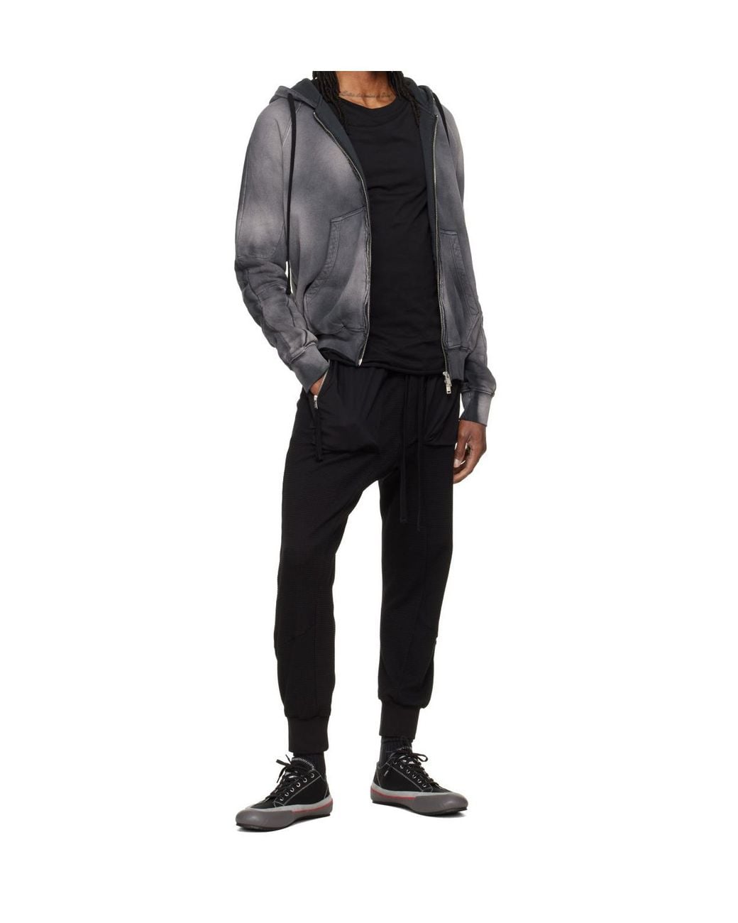 Thom Krom Gray Washed Gradient Zip-Up Hoodie for men