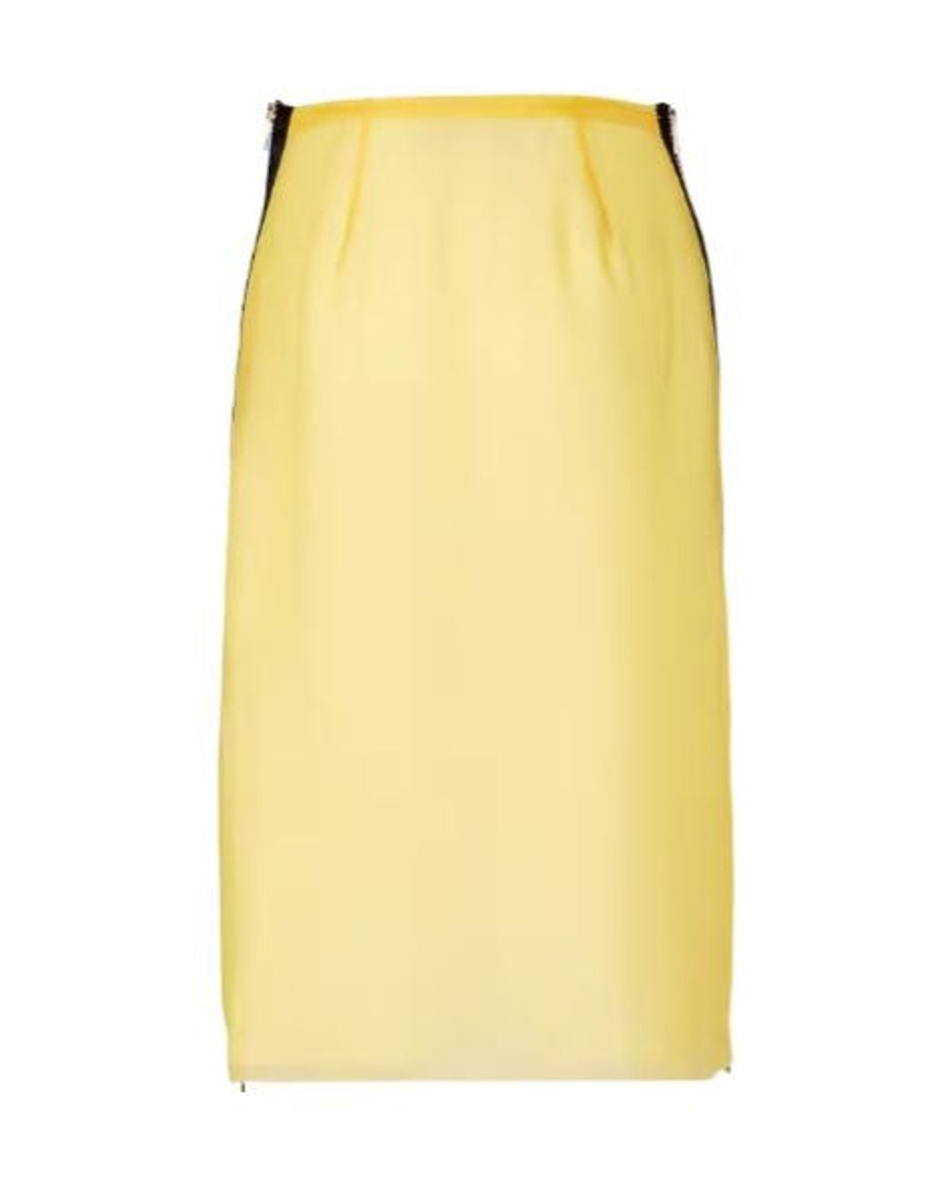 Fendi Yellow Floral Cut-Out Zip-Detailed Midi Skirt