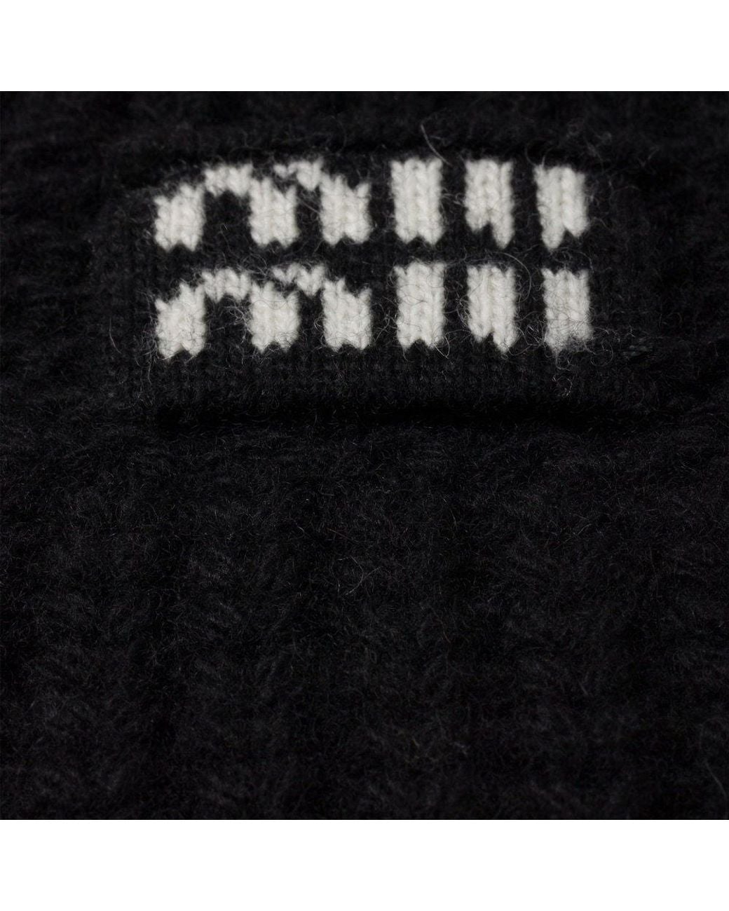 Miu Miu Black Wool Logo Gloves