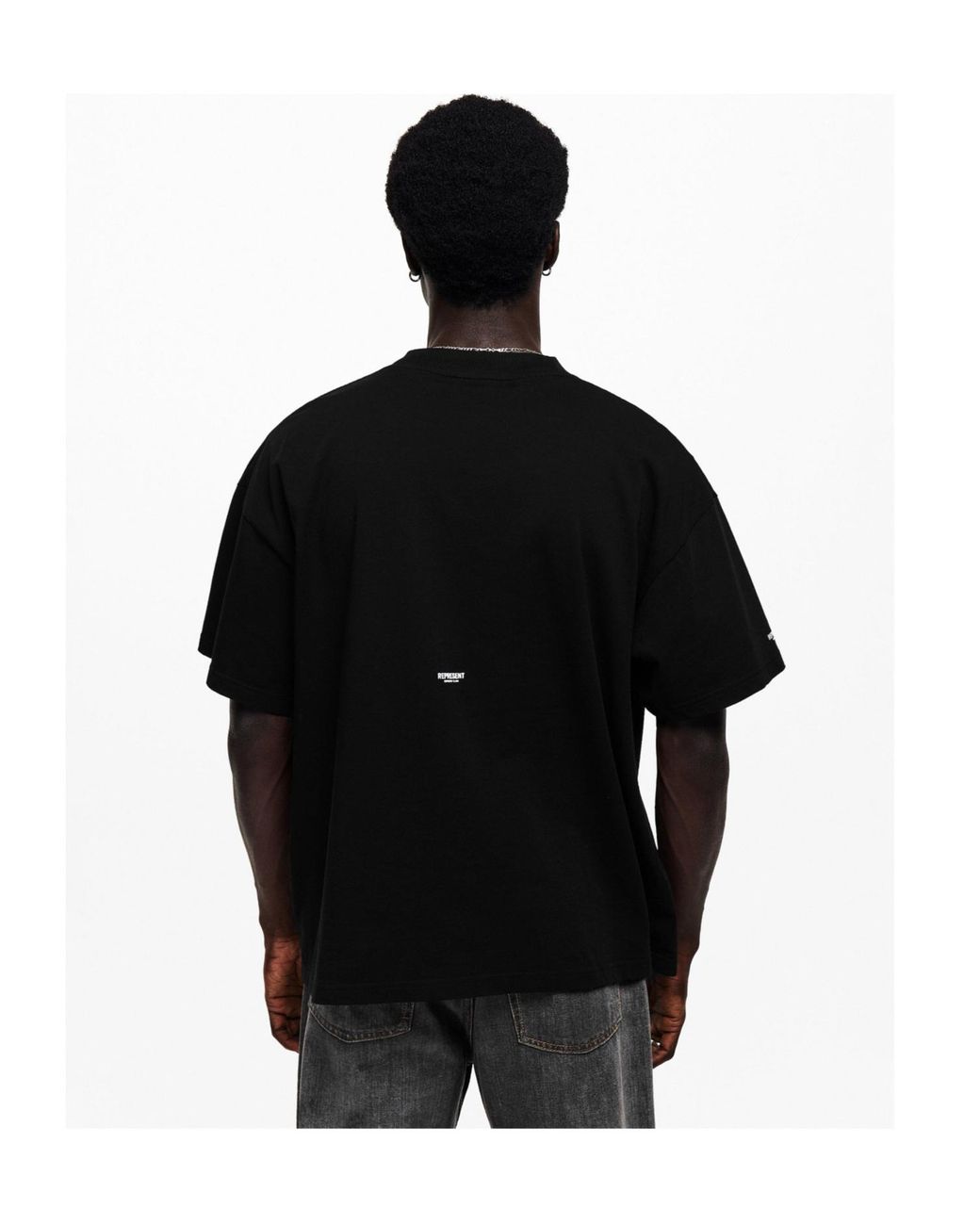 Represent Black Loose Dropshoulder Tshirt for men