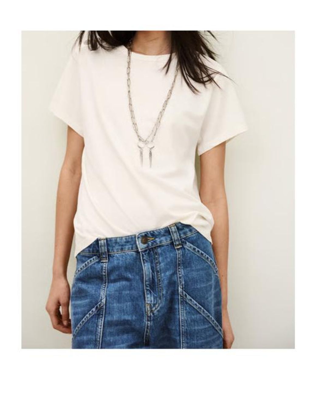 Ba&sh White Elmer Embellished Shoulder T-Shirt