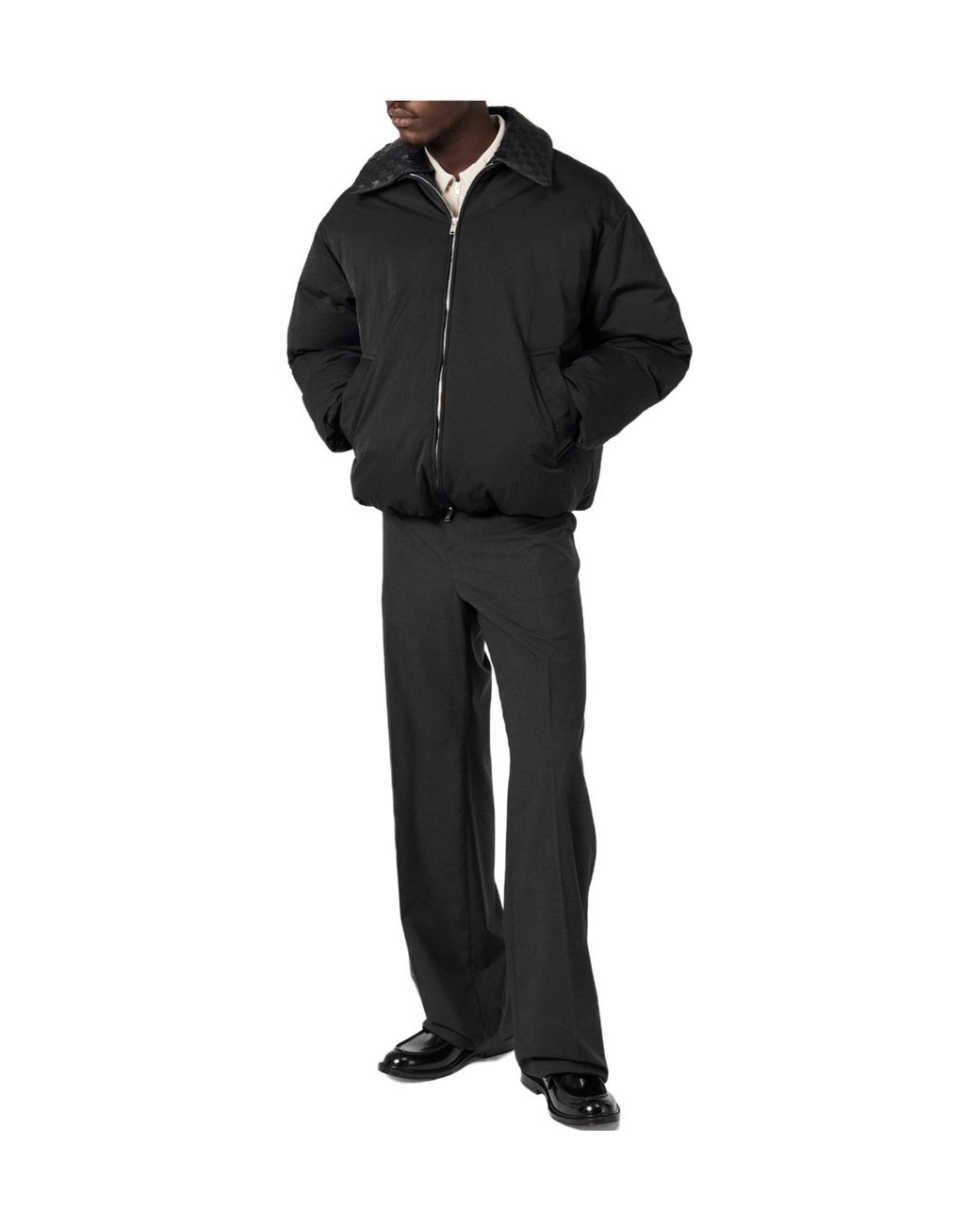Bottega Veneta Black Tech Hip Length Long Sleeve Medium Puffer Jacket for men