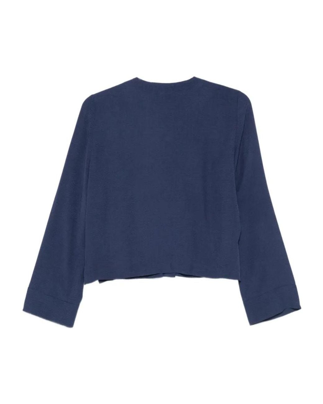 Emporio Armani Blue Stand Collar Buttoned Top