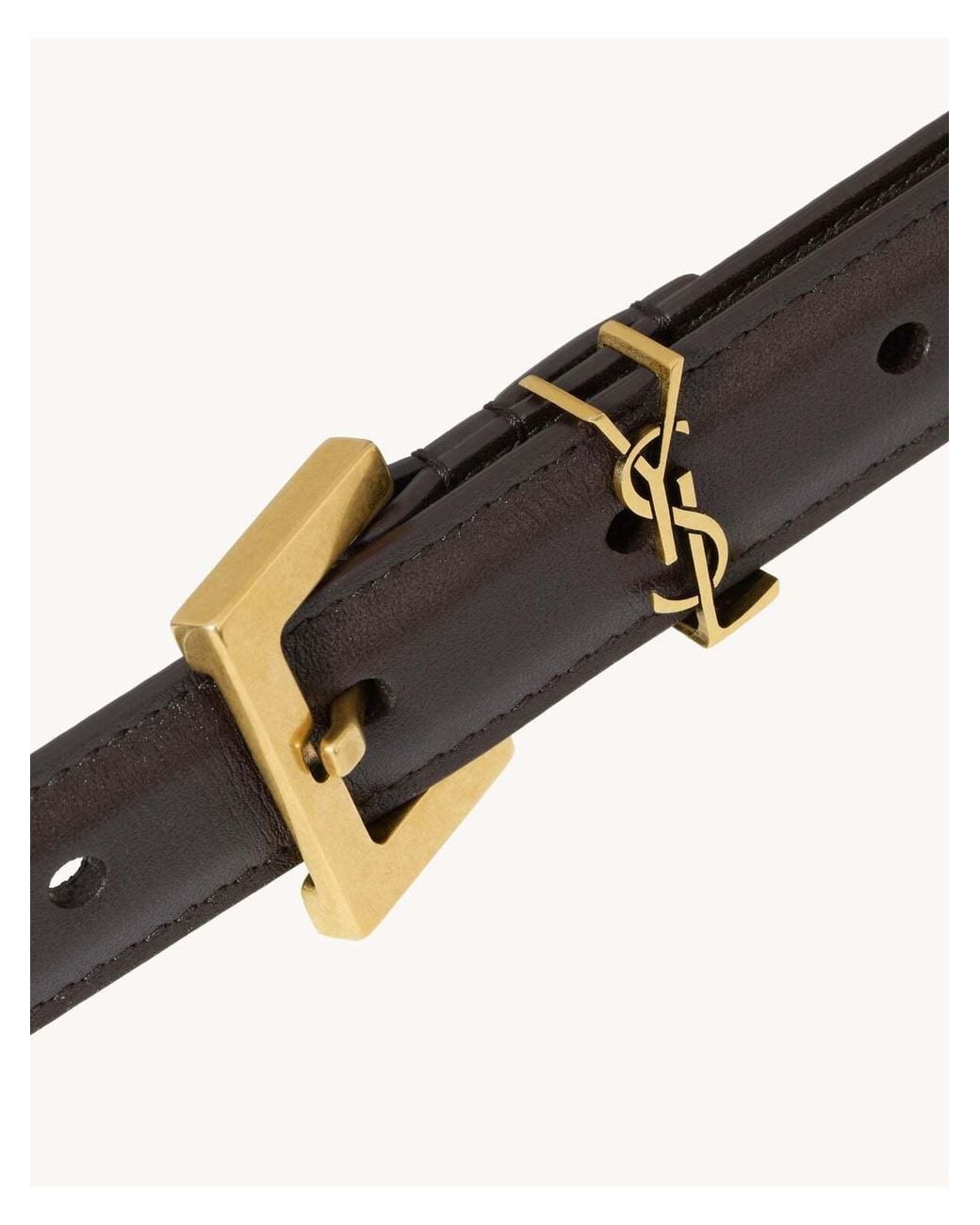Saint Laurent White Smooth Leather Skinny Belt