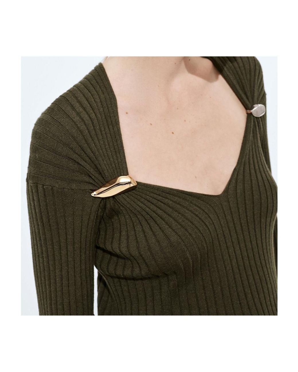 Bottega Veneta Green Ribbed Knit Jumper