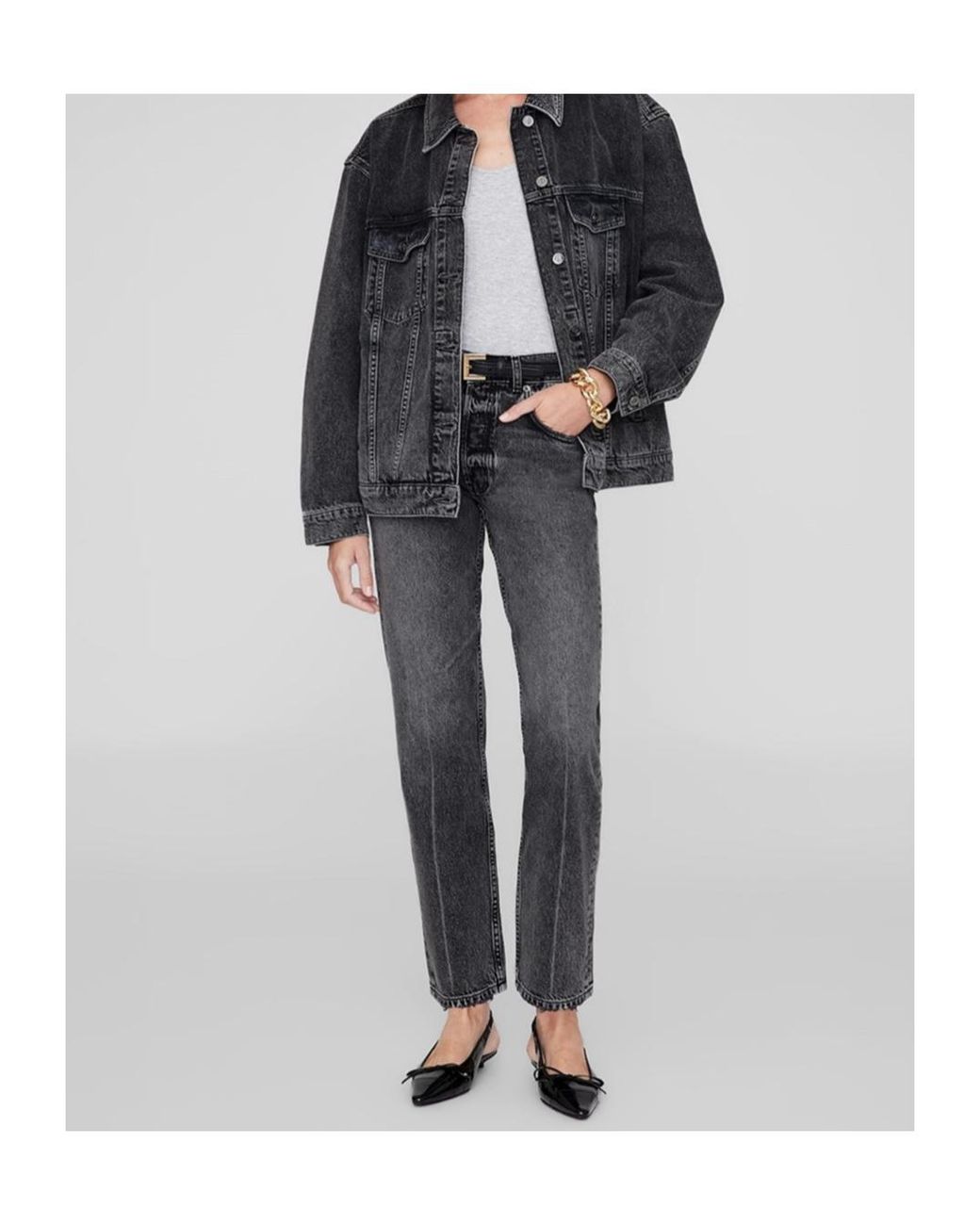 Anine Bing Gray Belt Loop Jeans