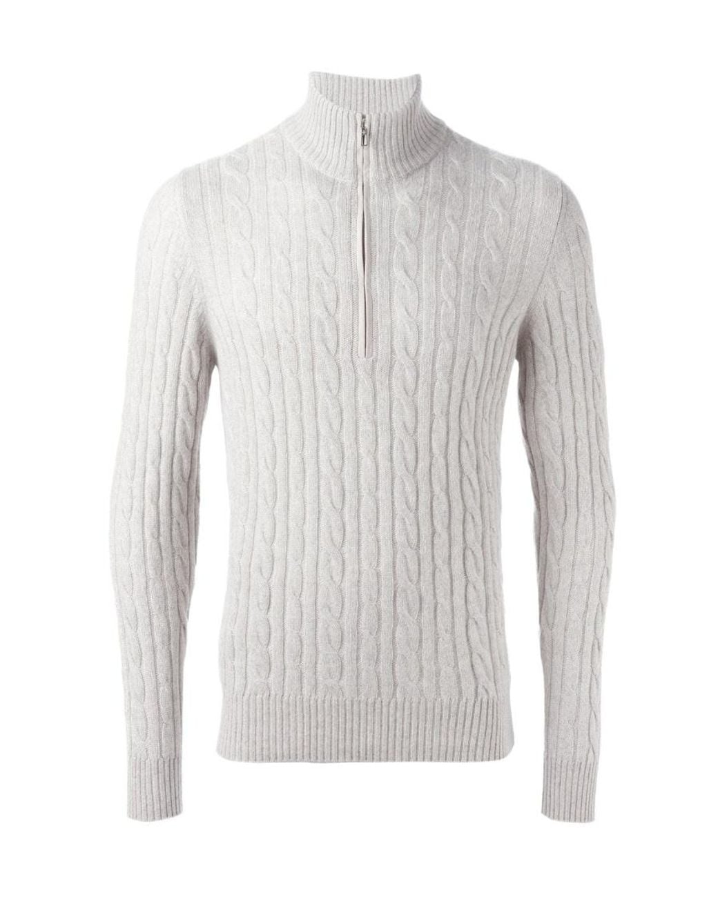 Loro Piana Gray Cable Knit Sweater for men