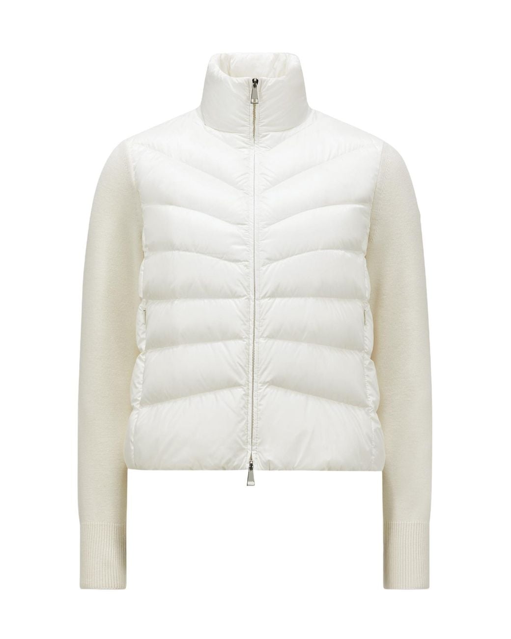Moncler White Logo Patch Zip-Up Jacket