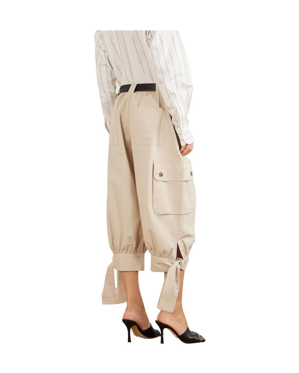 Sea Natural Miles Cropped Belted Cotton Tapered Pants