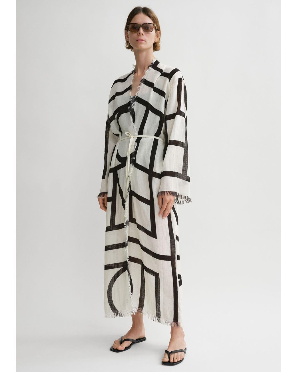 Totême  White Geometric-Print Wrap Dress