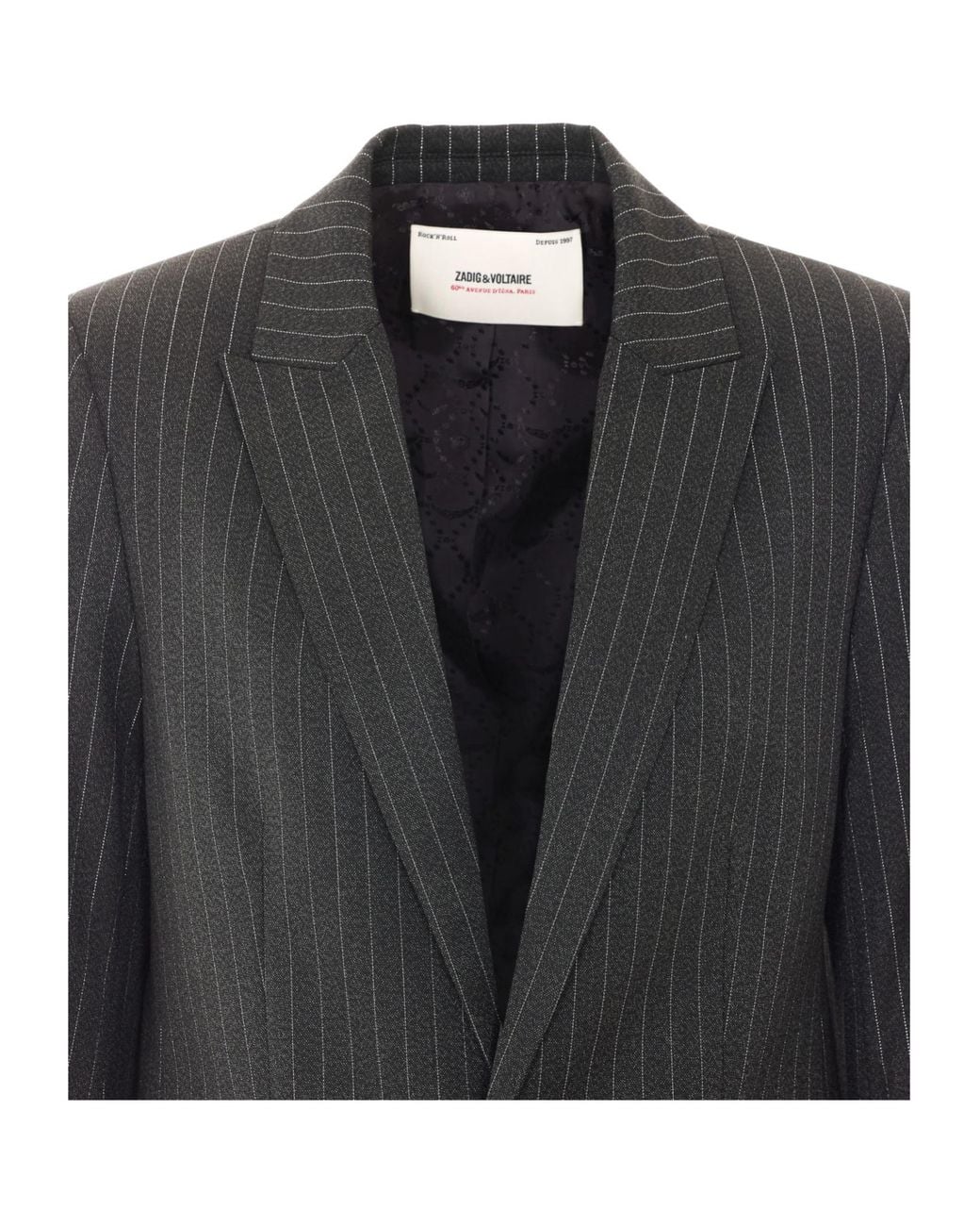 Zadig & Voltaire Black Pinstriped Single-Breasted Blazer