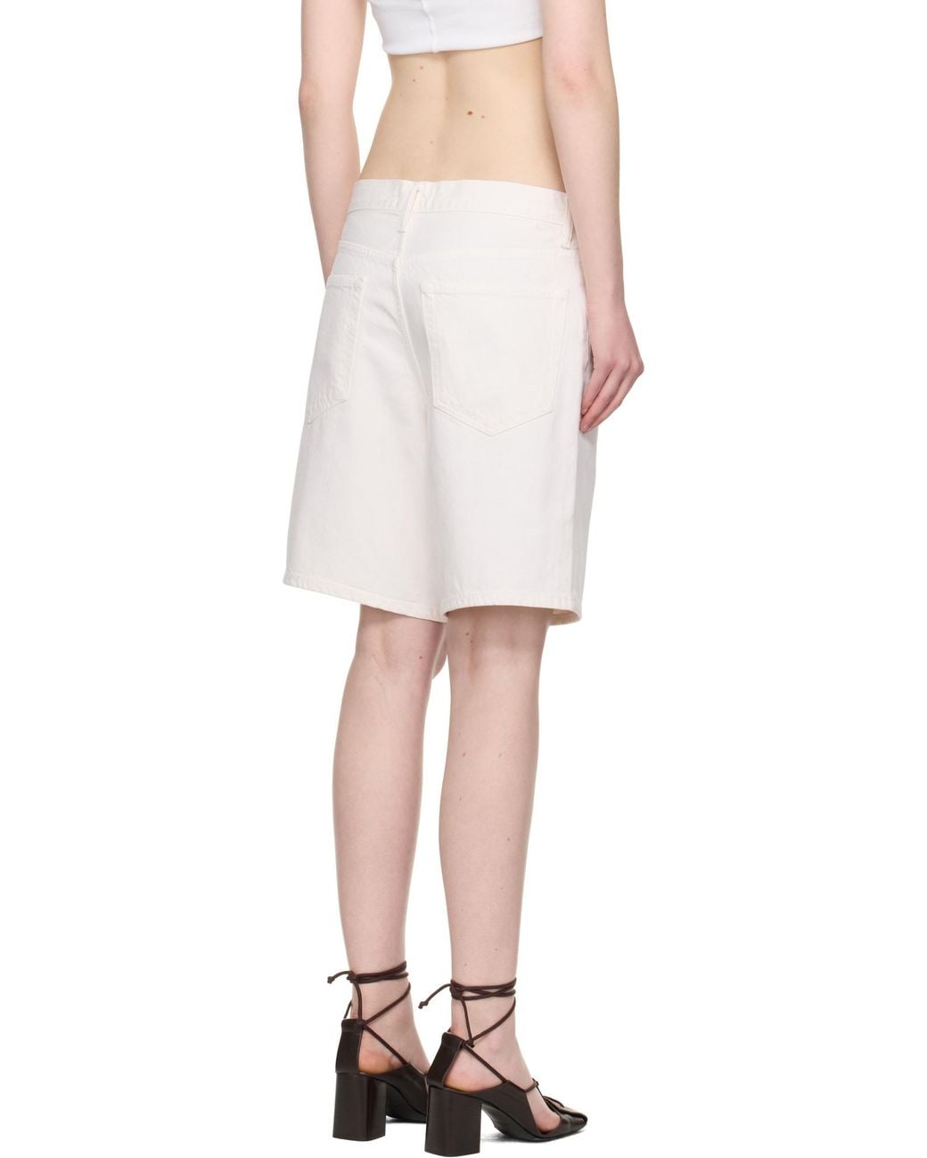 Agolde White Denim Shorts With Belt Loops