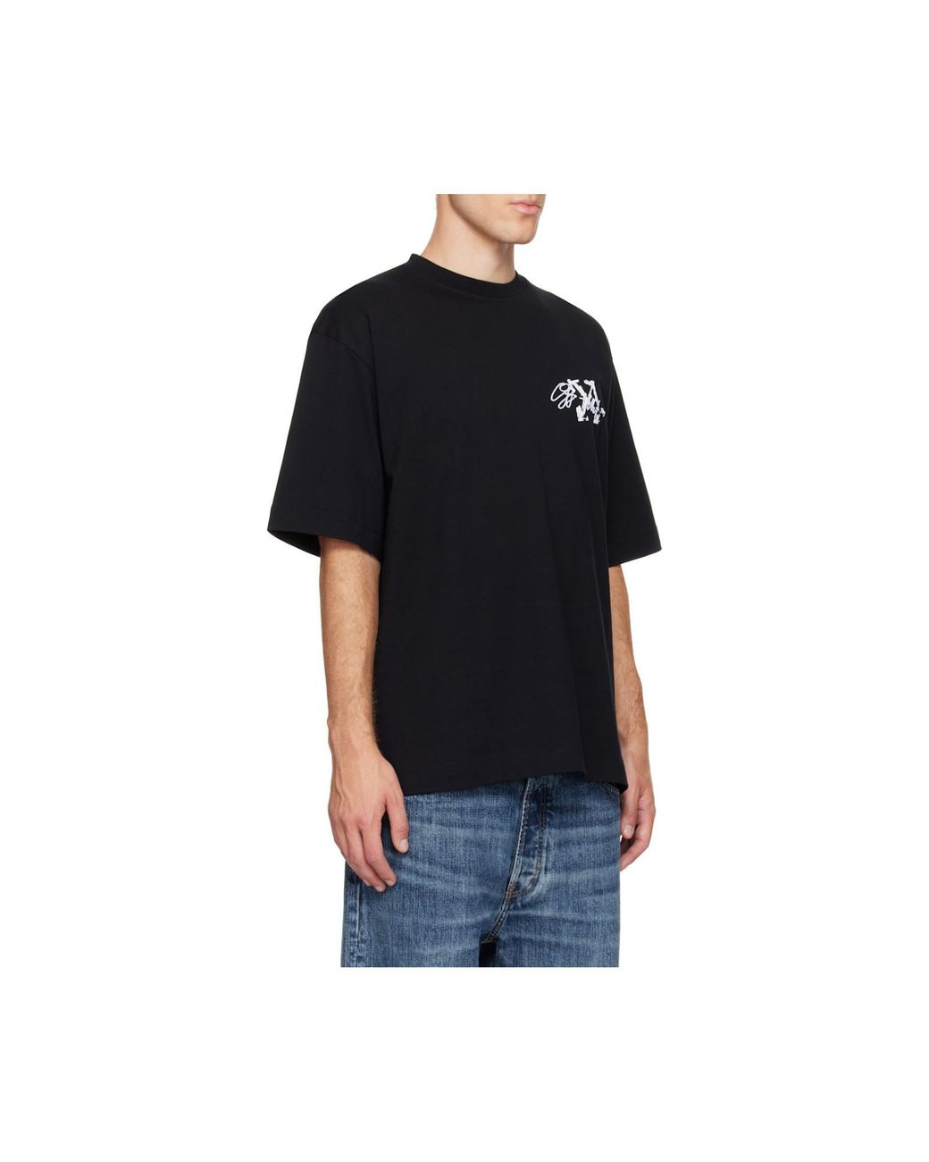 Off-White c/o Virgil Abloh Black Stroke Arrow Skate Logo T-Shirt for men