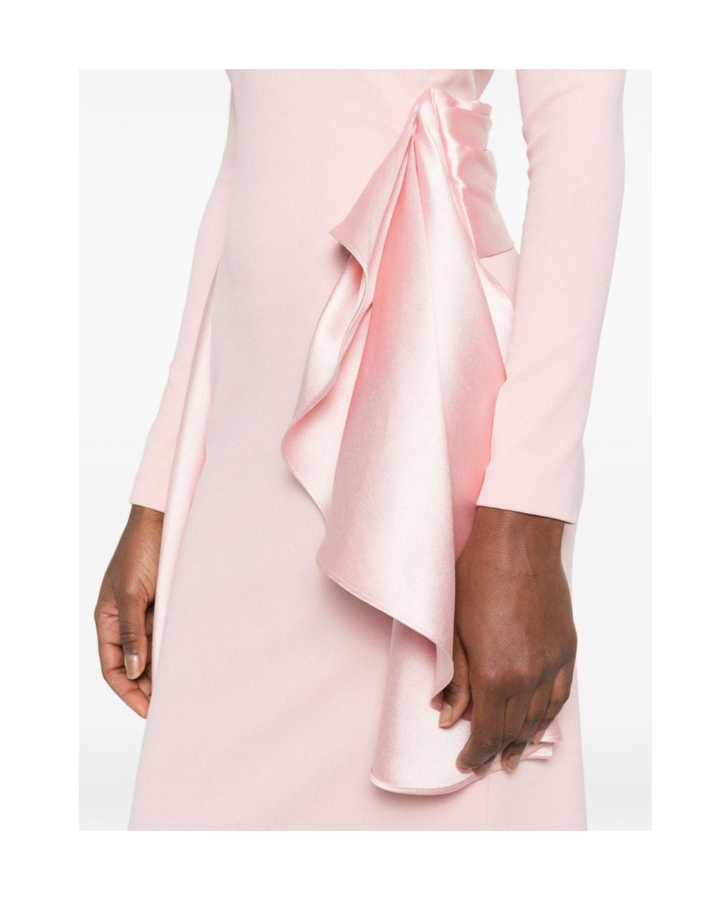 Solace London Pink Ruffled Long Sleeve Maxi Dress