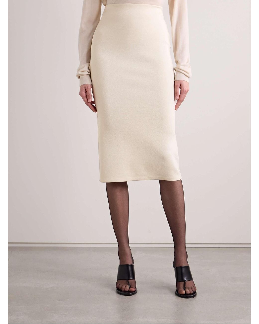 The Row White Hodette Mid-Length Skirt