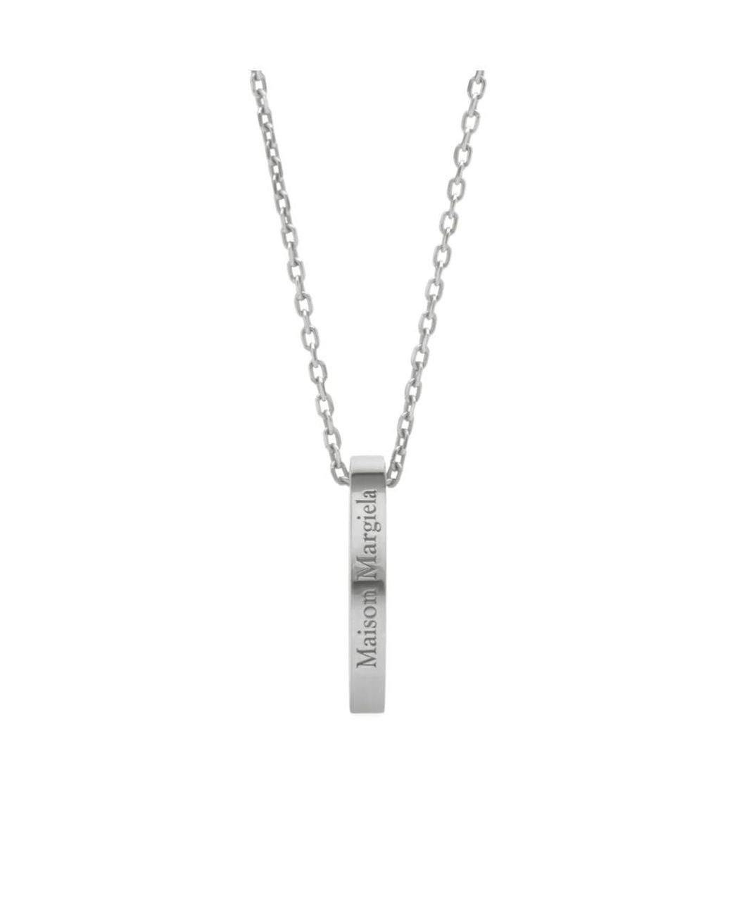 Maison Margiela Metallic Logo Ring Pendant Necklace for men