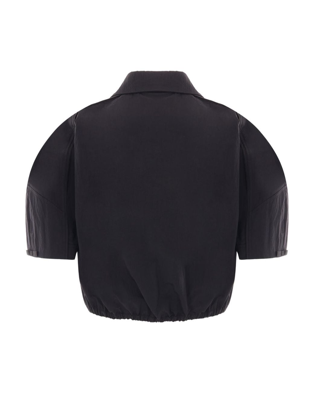 Elisabetta Franchi Blue Structured-Collared Cropped Shirt With Gathered Hem