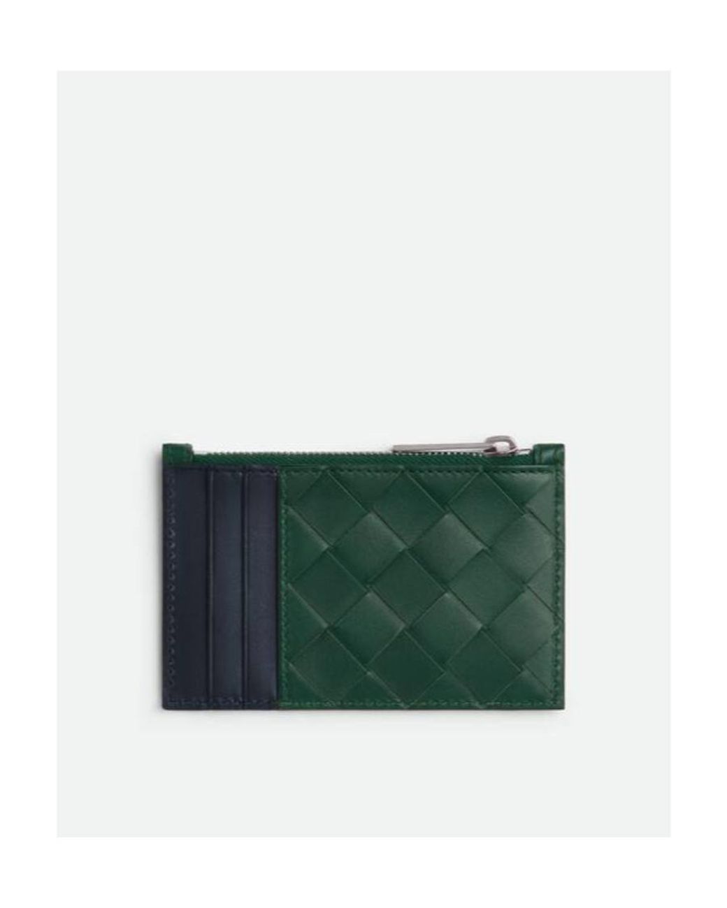 Bottega Veneta Green Intrecciato Zippered Card Case for men