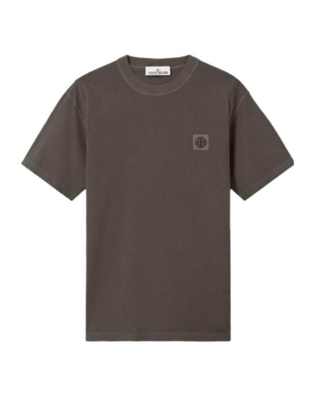 Stone Island Gray Logo Patch Crewneck T-Shirt for men