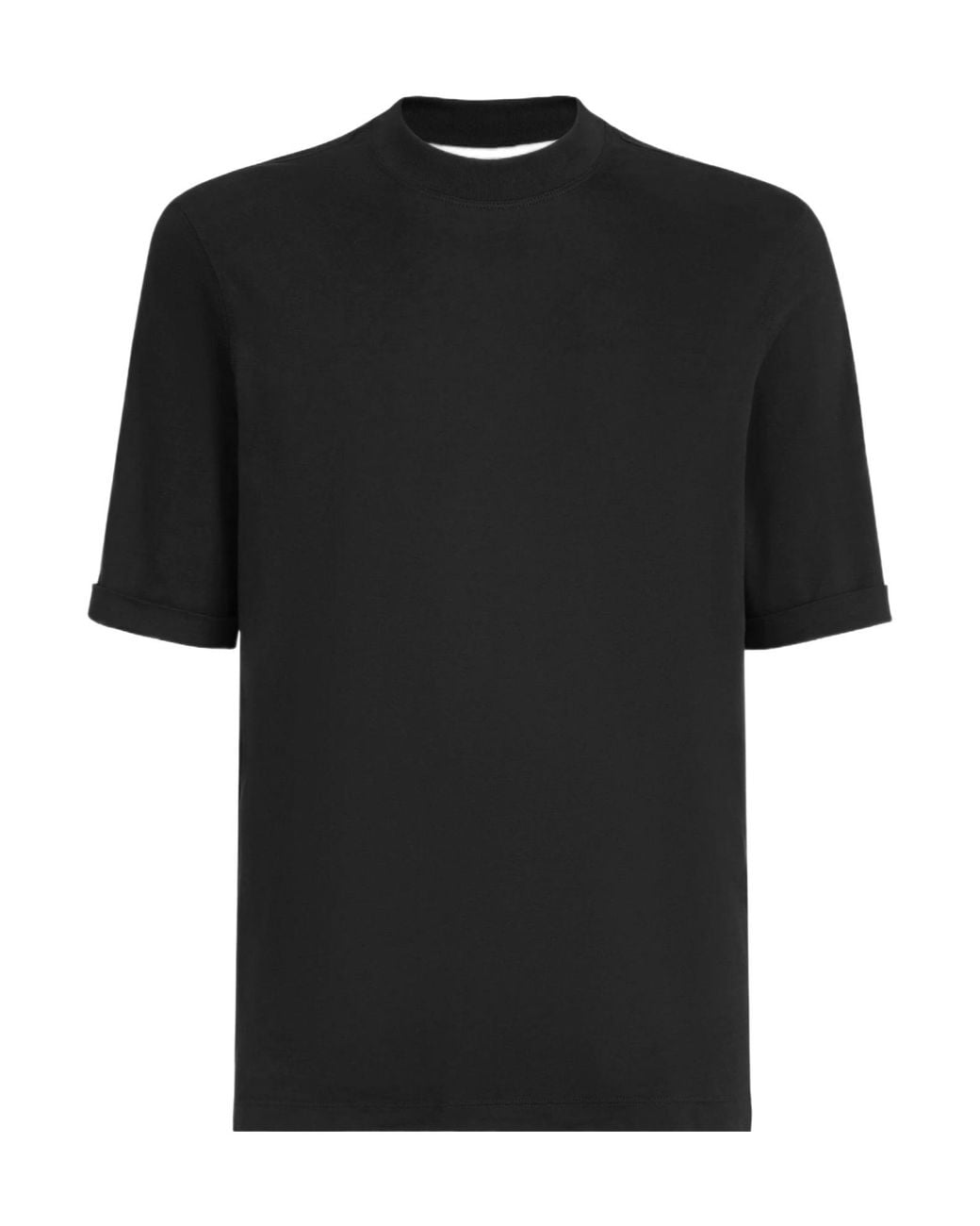 Brunello Cucinelli Black Roll-Sleeve T-Shirt for men