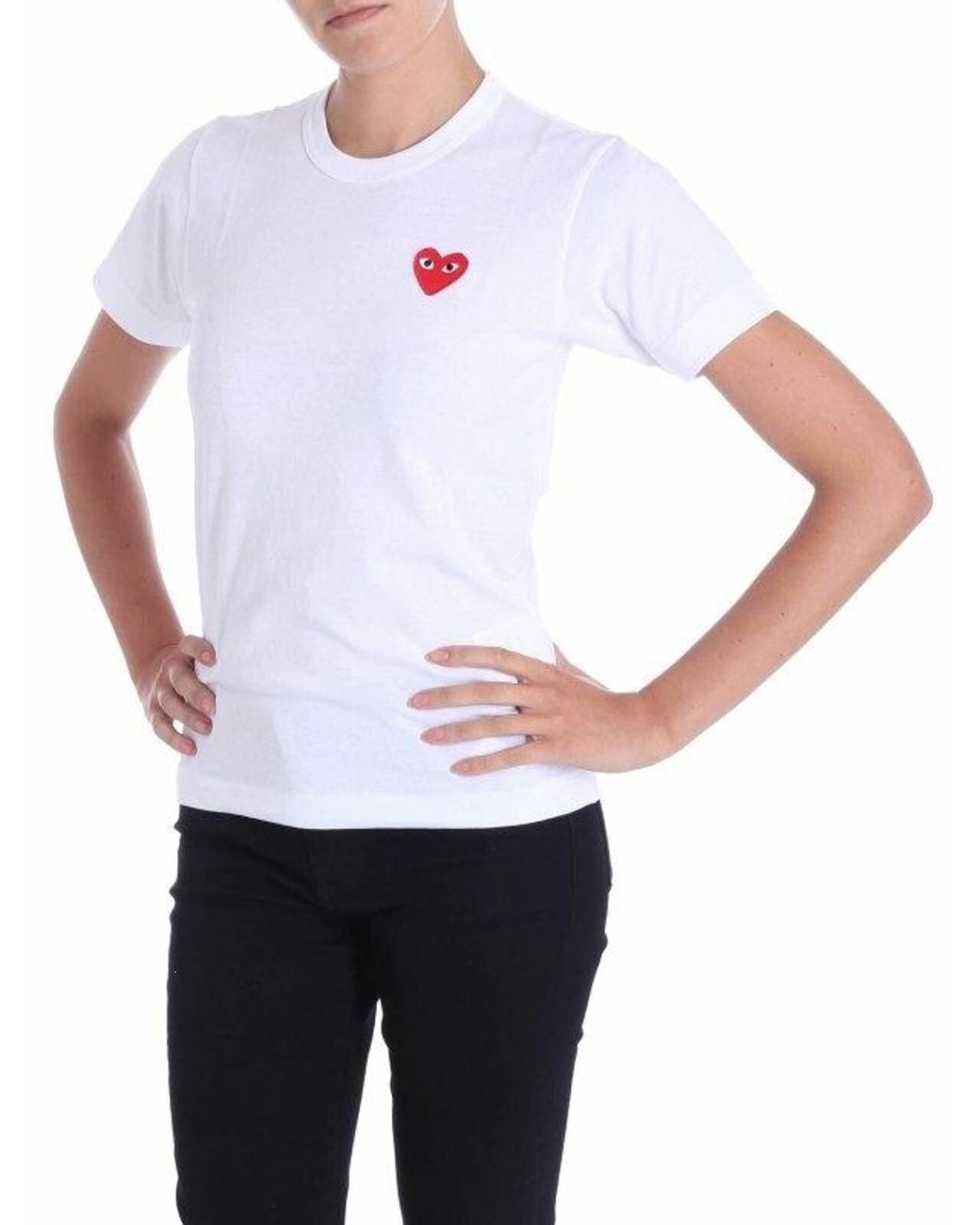 Comme des Garçons White Logo Appliqué T-Shirt