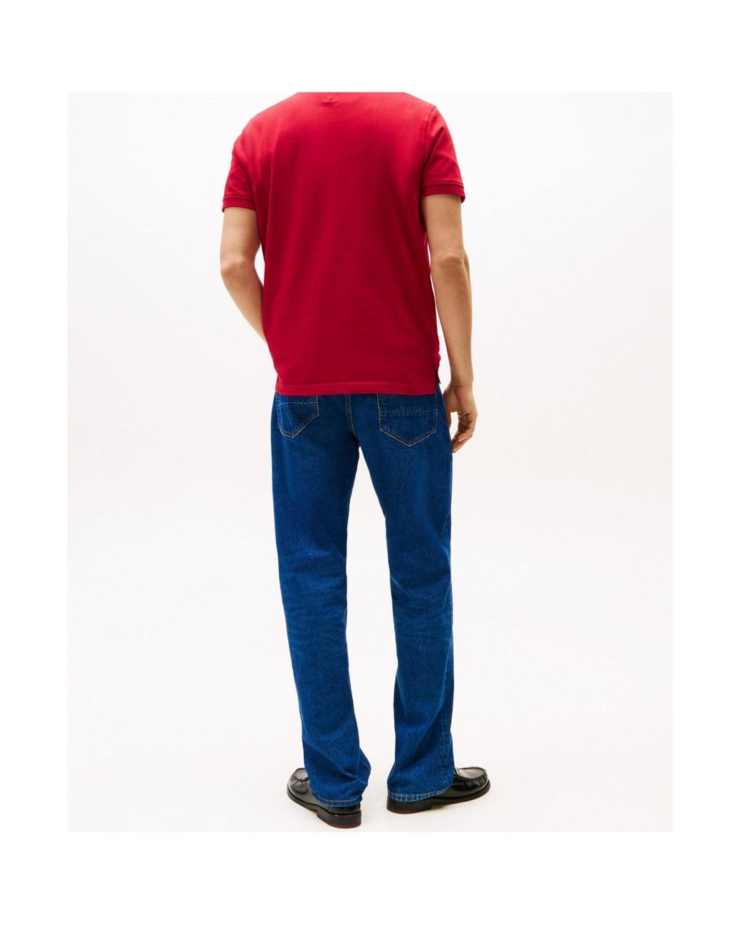 Tommy Hilfiger Red Logo Short Sleeve Polo Shirt for men