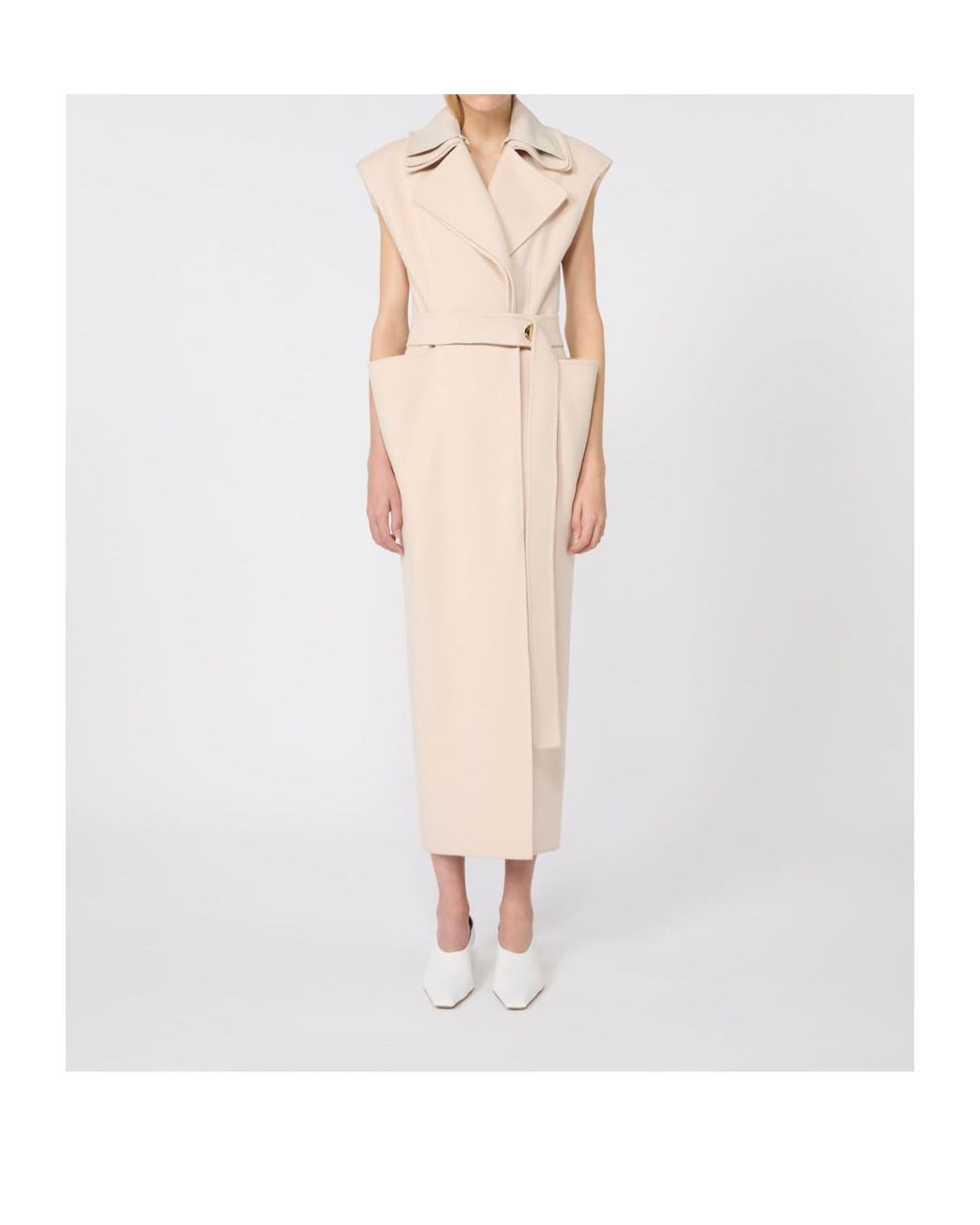 Sportmax Natural Spsbosso Belted Sleeveless Coat
