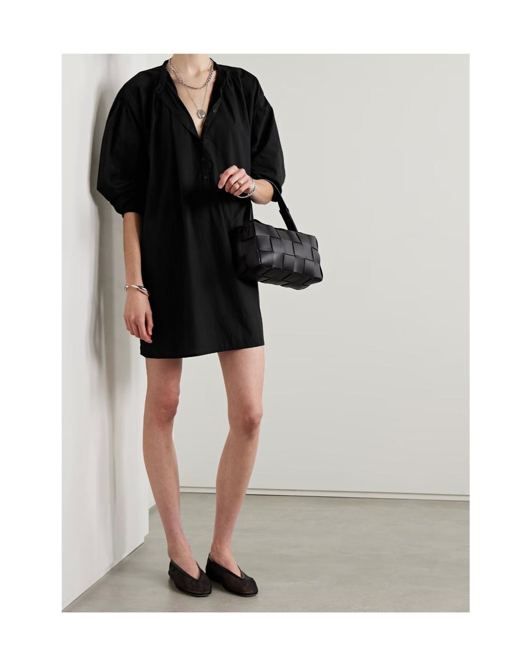 Nili Lotan Black Najam Button Mini Dress