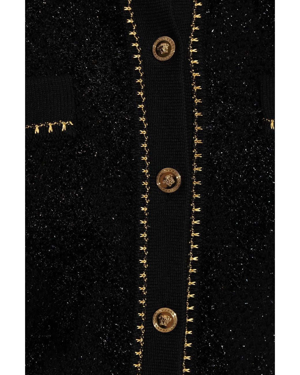 Versace Black Tweed Buttoned Cardigan