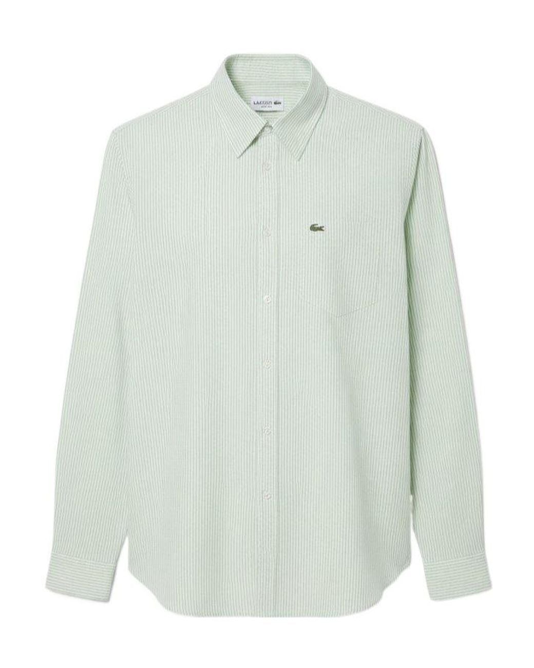 Lacoste Green Regular-Fit Striped Oxford Shirt for men