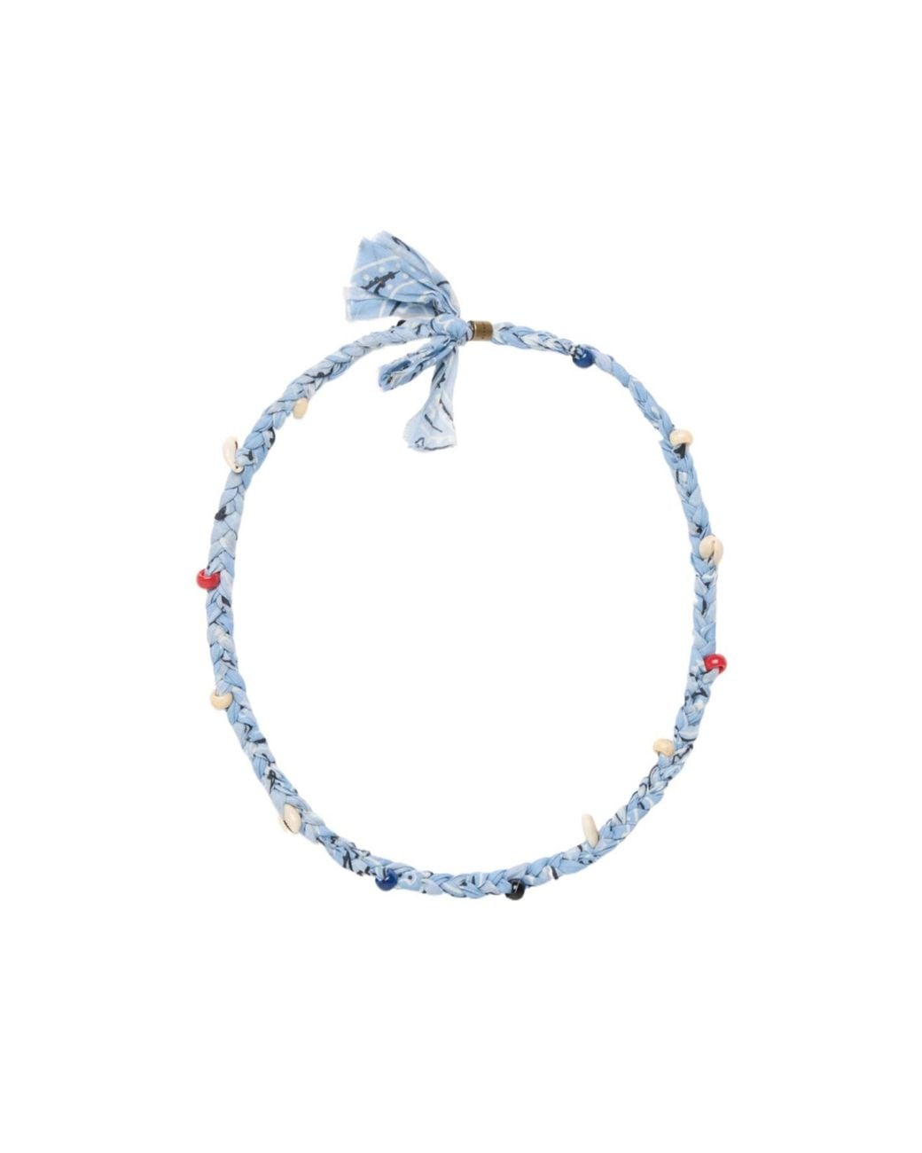 Alanui Blue Beaded Bandana Necklace