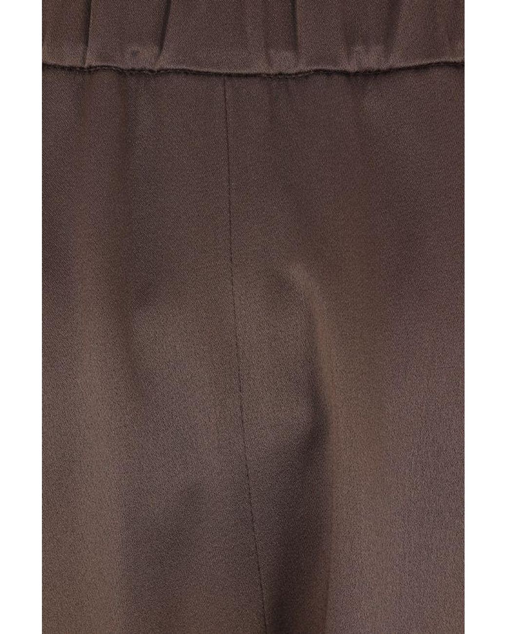 Brunello Cucinelli Brown Pleated Flared Skirt