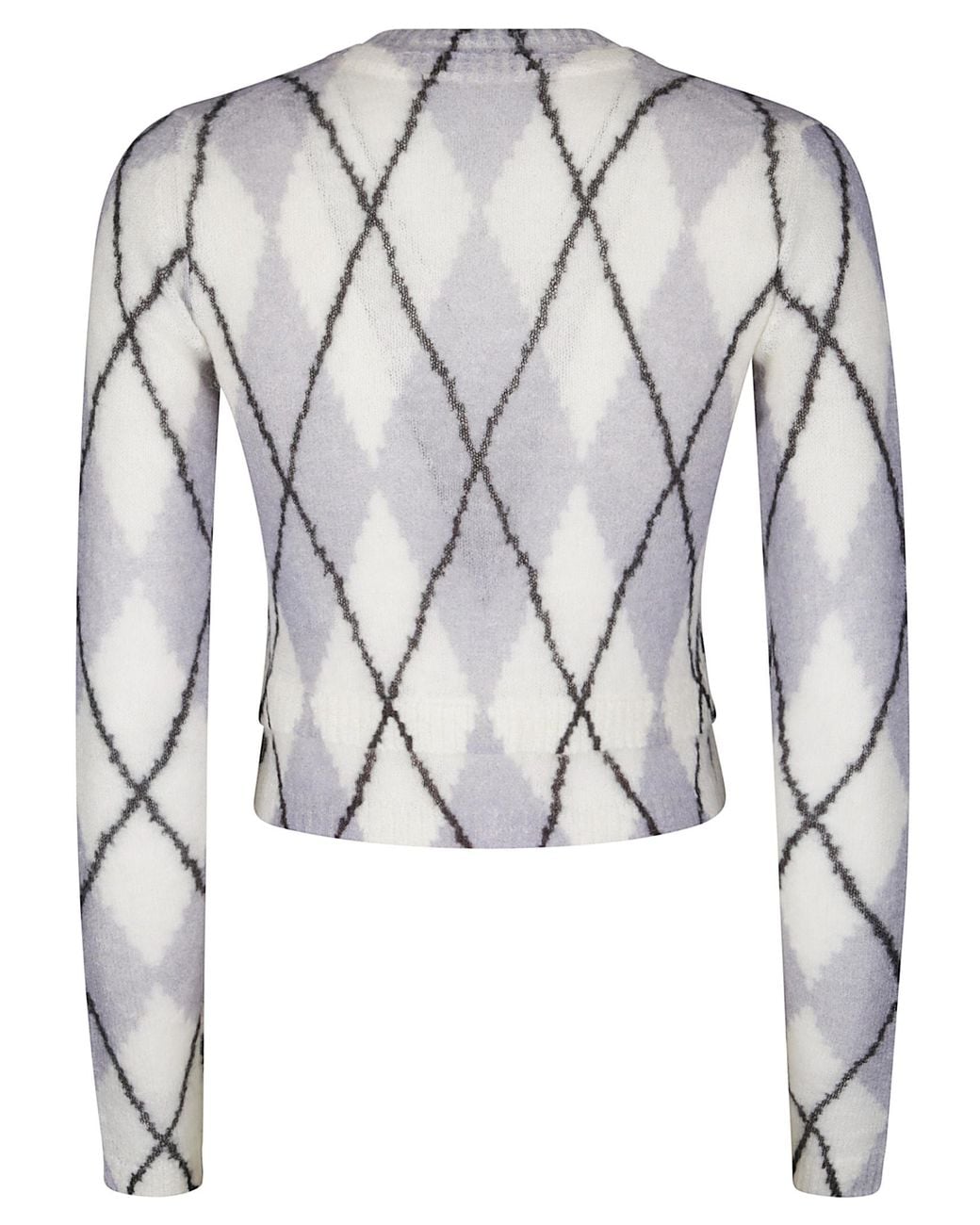 Acne Gray Diamond-Pattern Mohair Cardigan