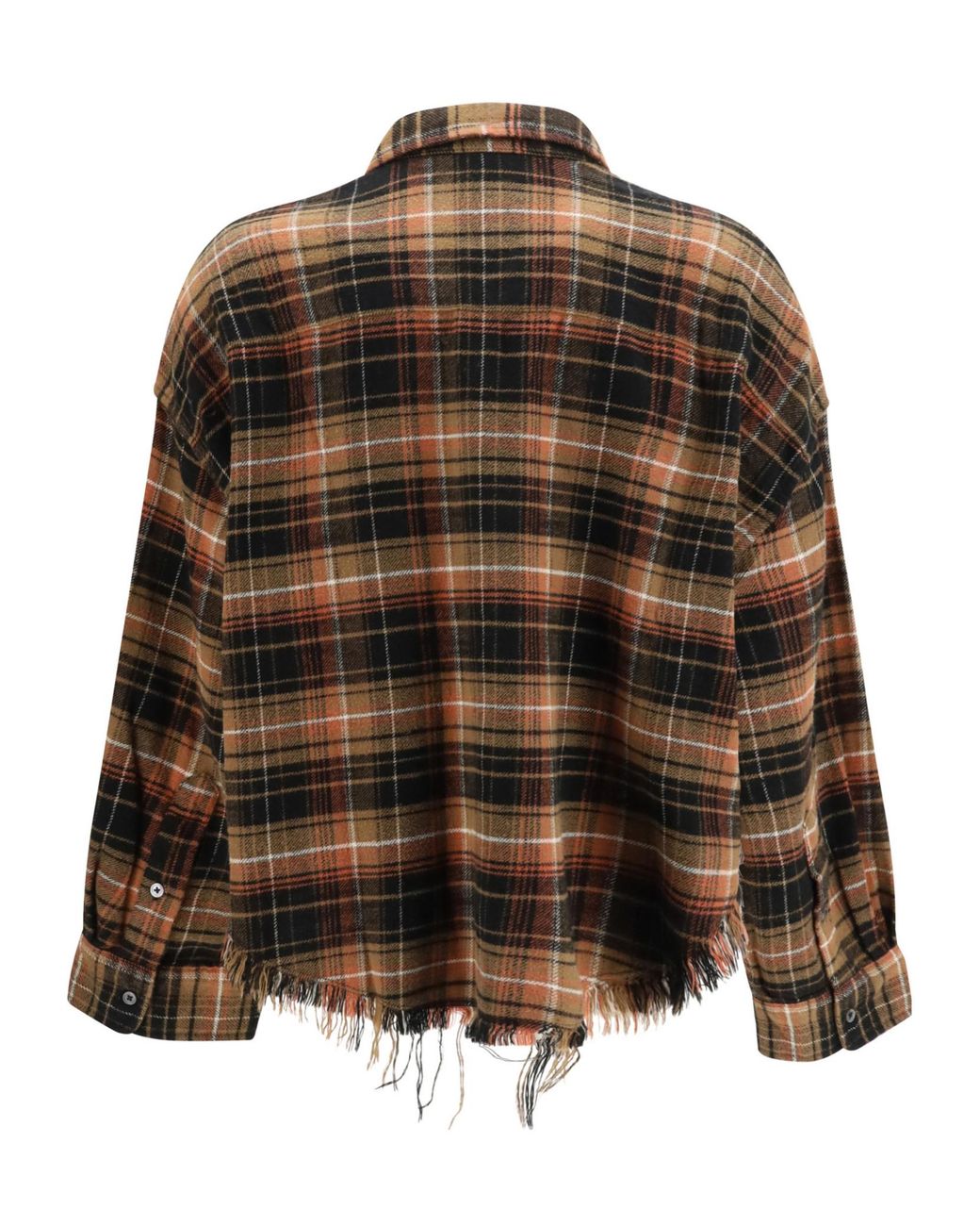 R13 Brown Frayed-Hem Shirt