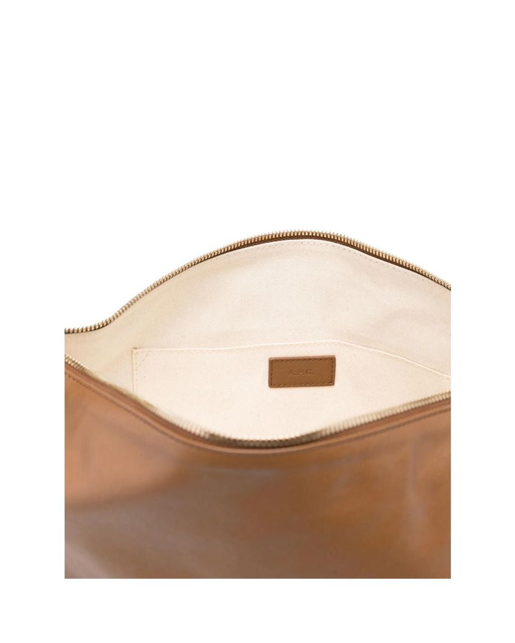 A.P.C. Brown Logo Printed Zipped Tote Bag