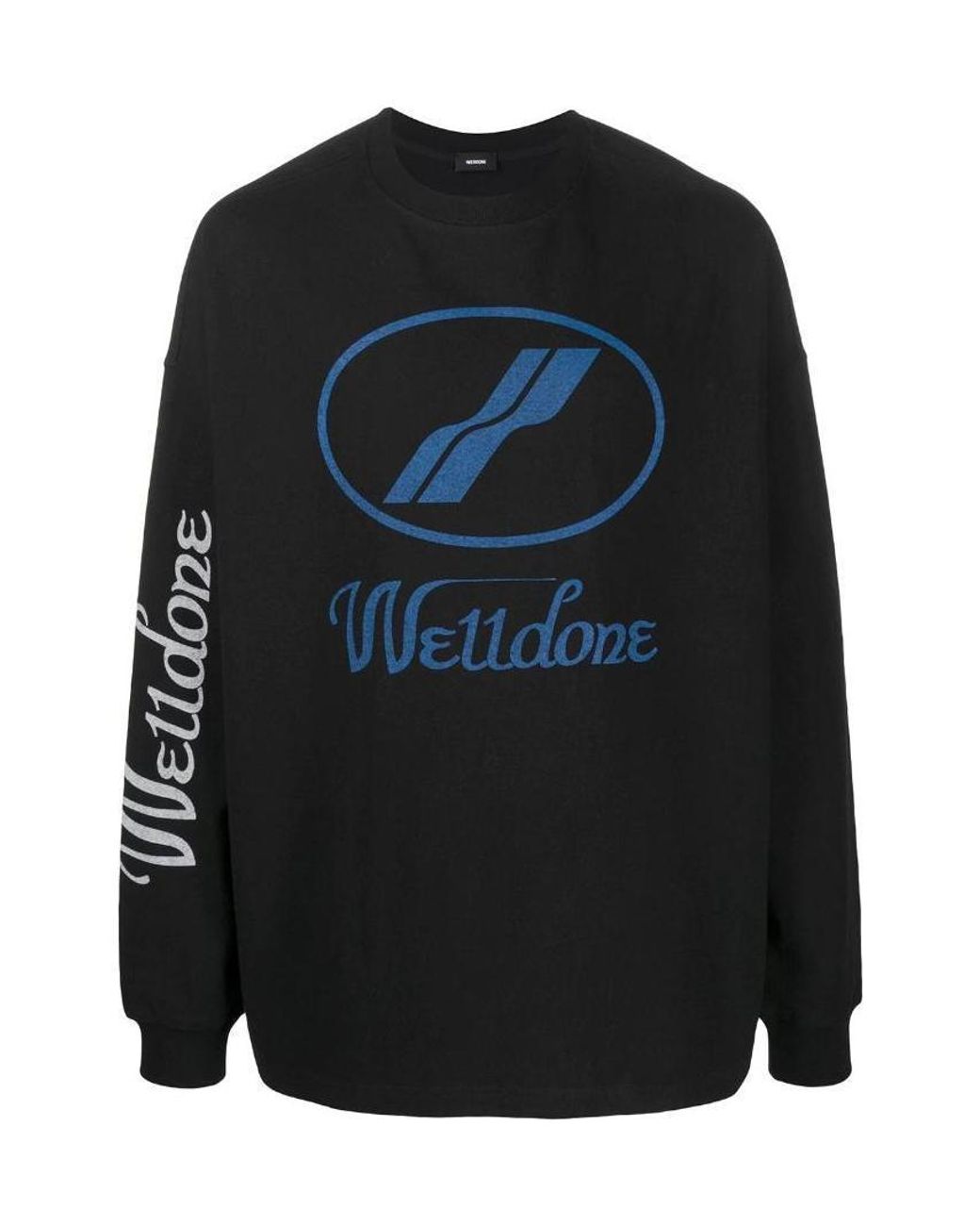we11done Black Oversized Logo Sweatshirt for men
