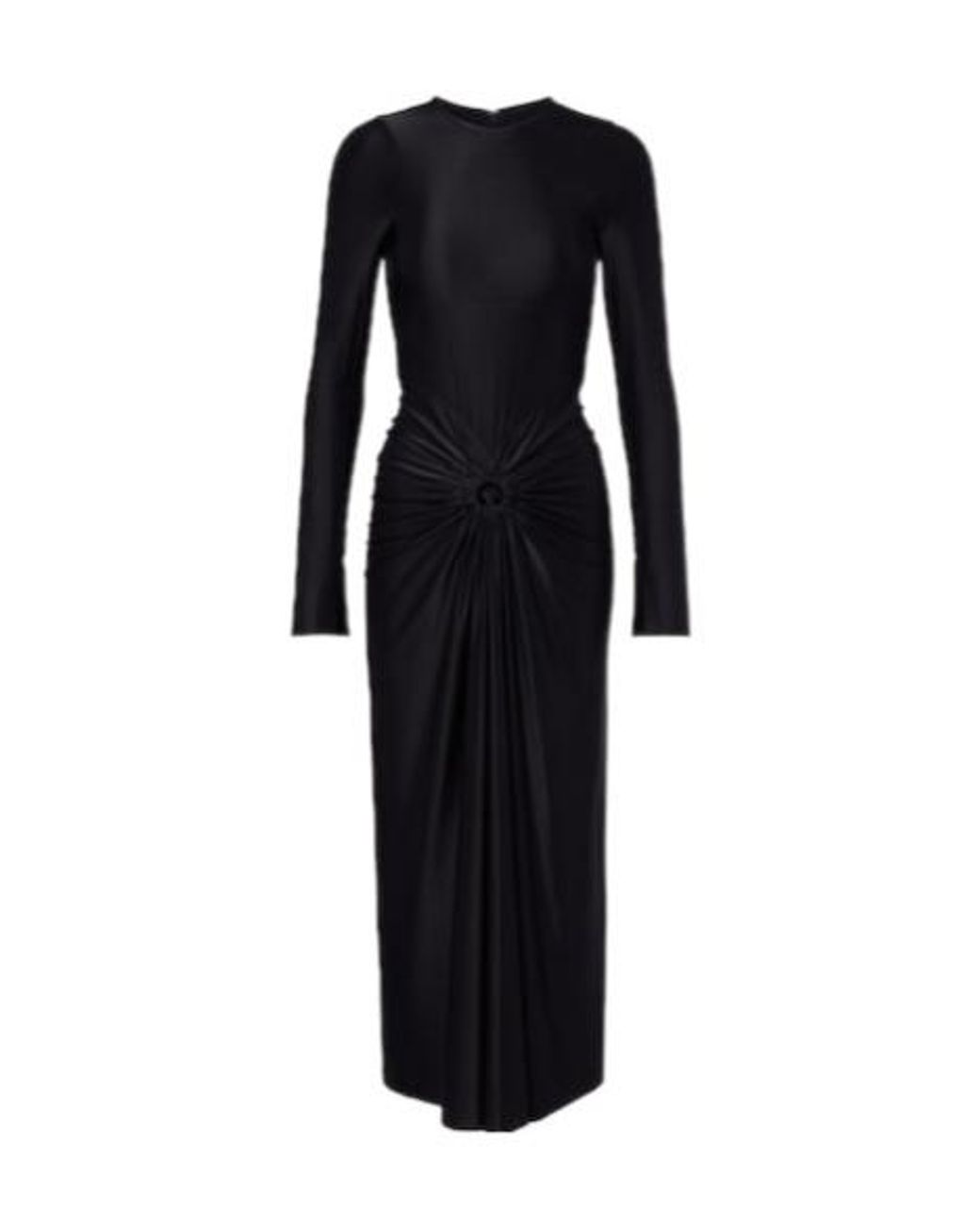 Victoria Beckham Black Frances Gathered Jersey Midi Dress
