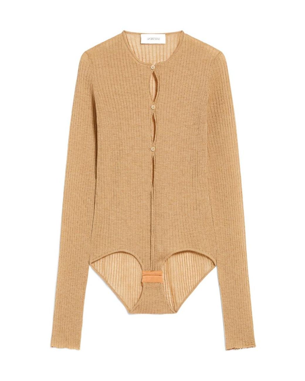 Sportmax Natural Crewneck Long-Sleeved Jumpsuit