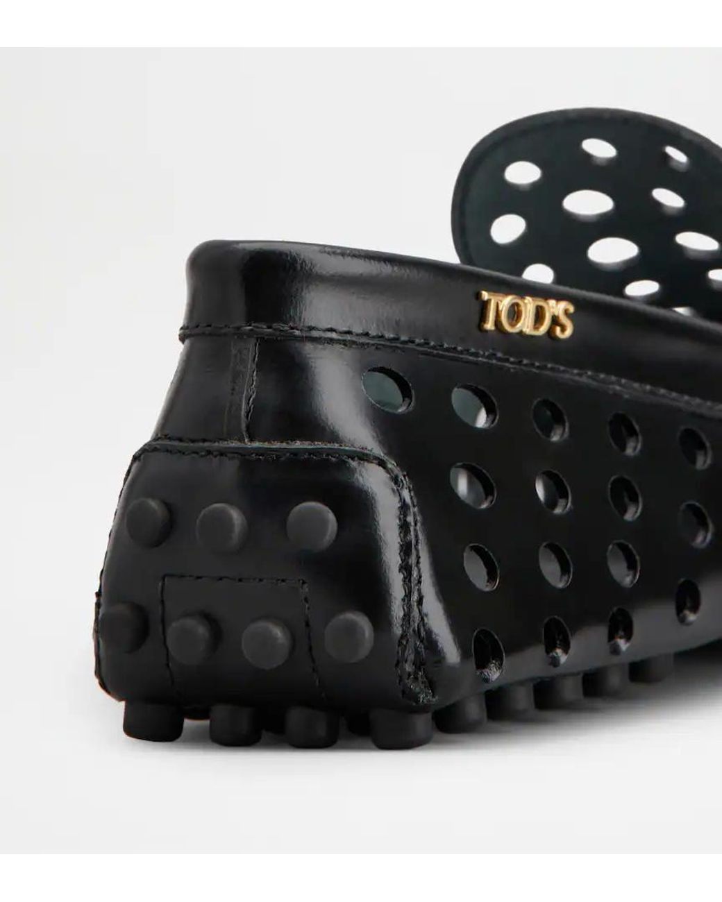 Tod's Black Gommino Perforated Loafers