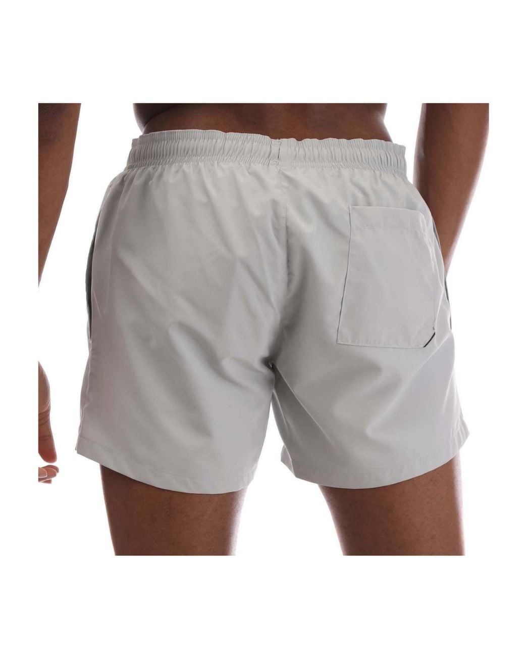 Boss Gray Abas Logo Print Swim Shorts for men