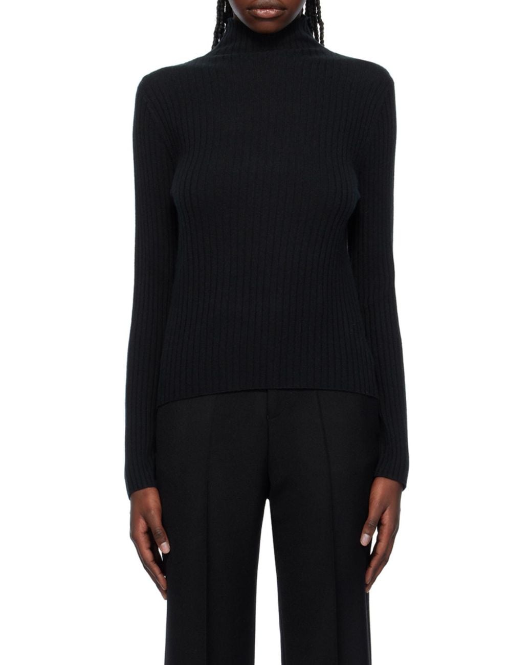 arch4 Black Ribbed Cashmere Sweater