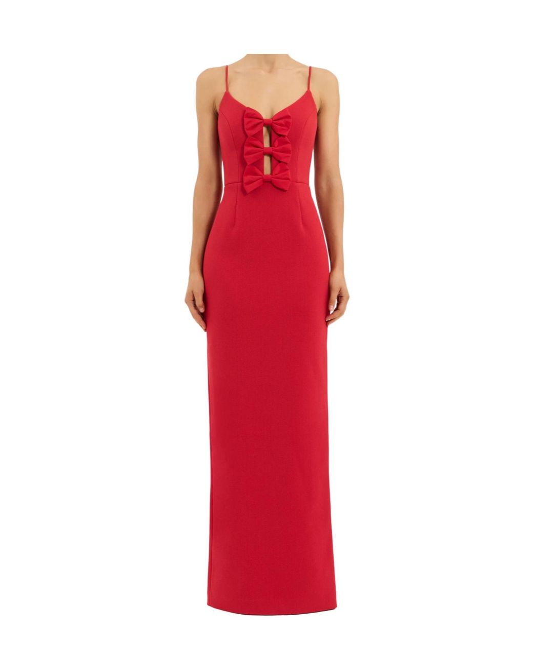 Rebecca Vallance Red Precious Bow Column Dress