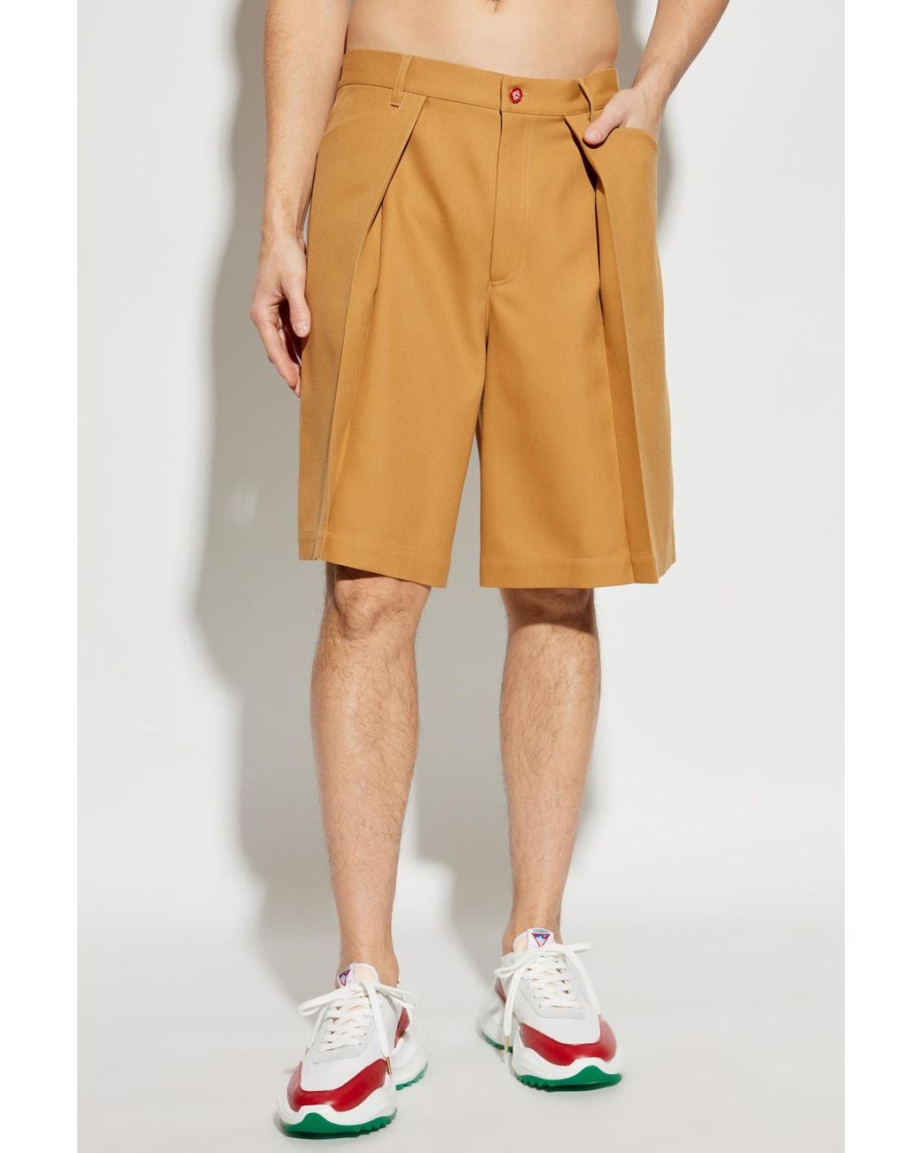 Casablanca Yellow Pleat-Detailing Shorts for men